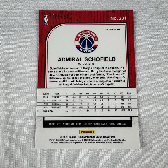 2019-20 Panini Hoops Premium Checkerboard Prizm  /149 Admiral Schofield RC #231 - Picture 2 of 4
